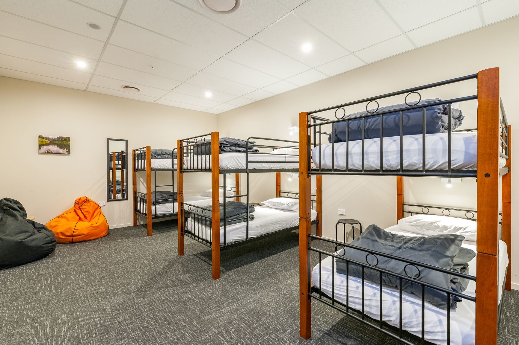Bunk bed dormitory room at a Rotorua backpackers hostel